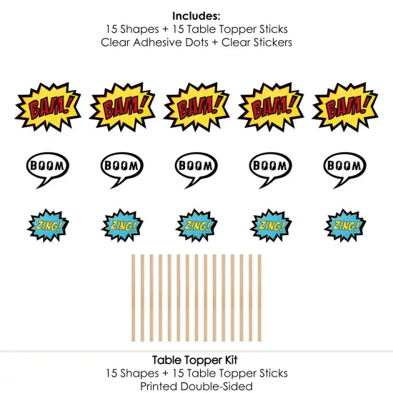 Big Dot of Happiness Bam Superhero - Baby Shower or Birthday Party Centerpiece Sticks - Table Toppers - Set of 15 {7}
