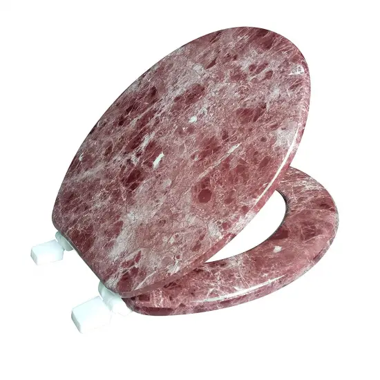 J&V Textiles Round Toilet Seat With Easy Clean & Change Hinge Burgundy {1}