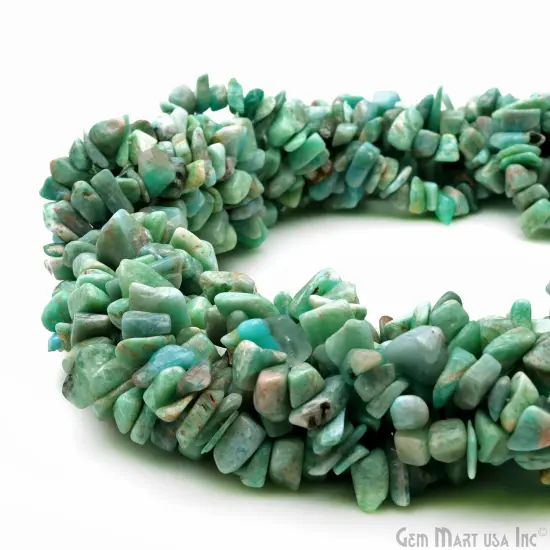 Amazonite Chip Beads, 34 Inch, Natural Chip Strands, Drilled Strung Nugget Beads, 7-10mm, Polished, GemMartUSA (CHAZ-70004) {1}