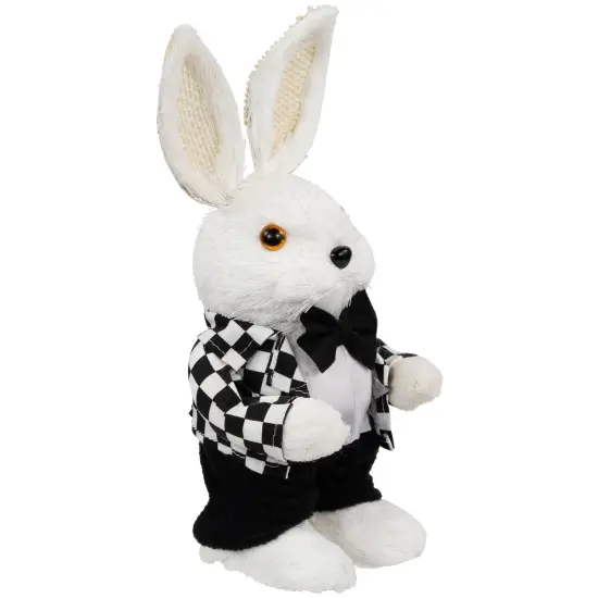 Northlight Boy Easter Rabbit Figurine in Checkered Jacket - 10" Black {5}