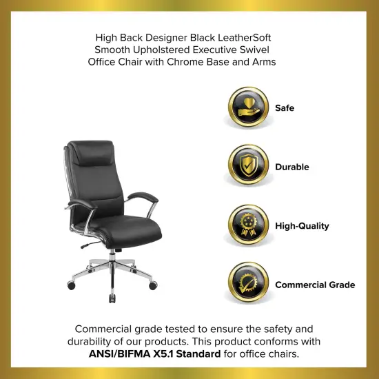 Merrick Lane Lombard High-Back Office Chair with Padded Arms Ergonomic Executive Swivel Task Chair with Headrest White {10}