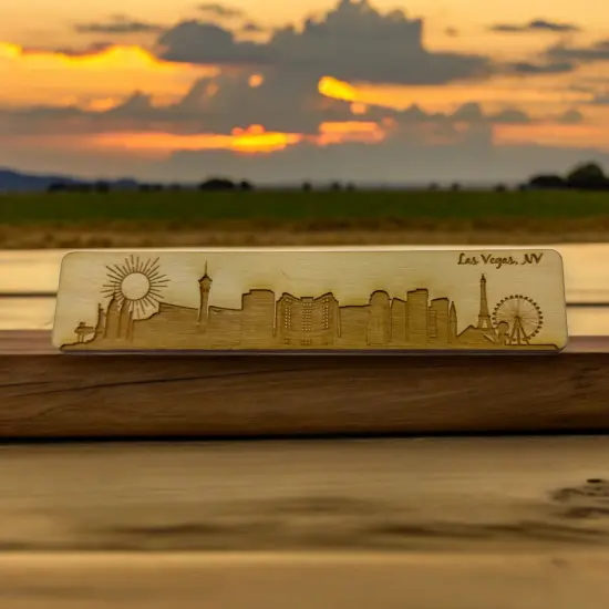Bookmark - Las Vegas NV Skyline - Birch wood {2}