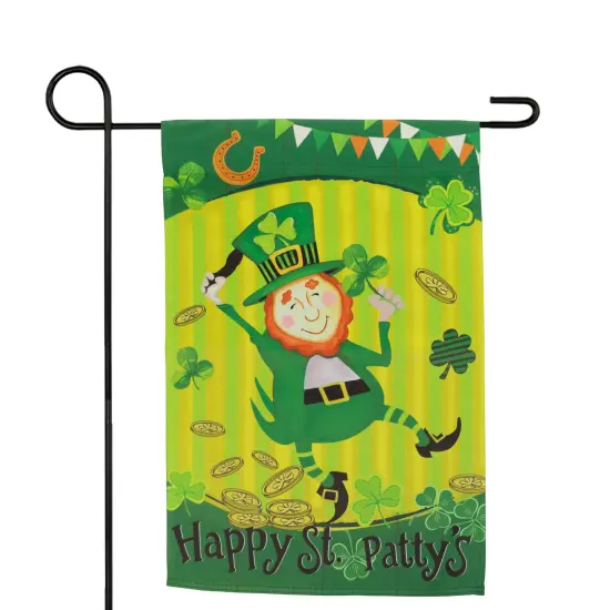 Northlight Dancing Leprechaun "Happy St. Patty's" Outdoor Garden Flag 18" x 12.5" Green {3}
