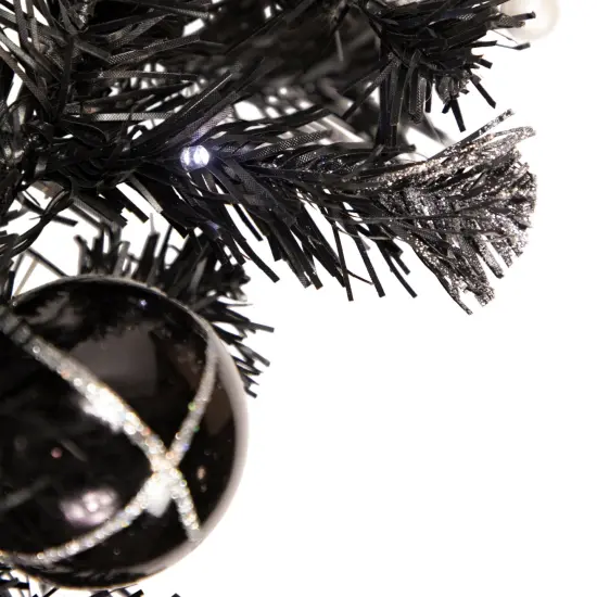 Northlight Pre-Lit Battery Operated Black Pine Artificial Christmas Garland - 9' x 6" -Cool White LED Lights {4}