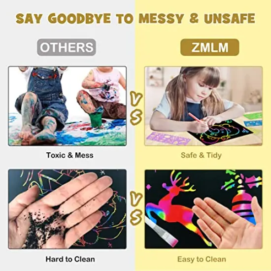 117 Pieces Rainbow Scratch Paper Kit: Magic Art Craft Stuff Supplies Black Drawing Pad for Age 3-12 Kids Children Girl Boy DIY Toy Activity Educational|Party Faver|Christmas Birthday Gifts {3}