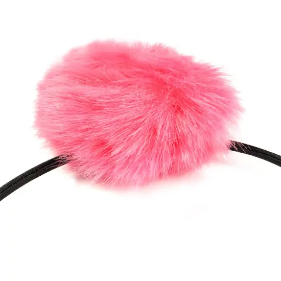 Wrapables Cosplay Costume Headband, Party Headwear for Women, Pink Pom Poms Cat Ears {4}