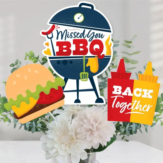 Big Dot of Happiness Missed You BBQ - Backyard Summer Picnic Party Centerpiece Sticks - Table Toppers - Set of 15 {1}