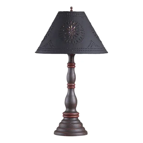 Davenport Lamp in Espresso and Salem Brick Stripe with Shade {1}
