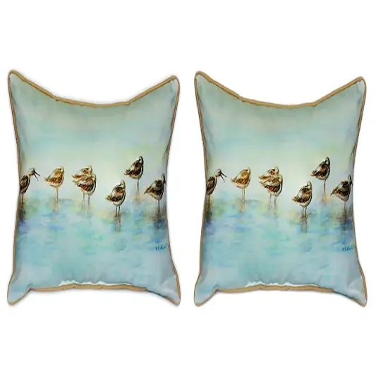 Pair of Betsy Drake Avocets Large Pillows 15 Inch x 22 Inch {1}