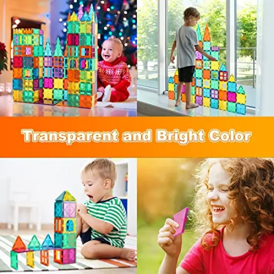 Magnetic Tiles Toys for Kids, Starter Set 3D Magnet Building Blocks Construction Playboards, STEM Learning Educational Toddlers Toy Gift for 3+ Year Old Boys and Girls {4}