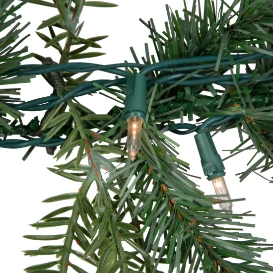 Northlight Real Touch&trade;️ Pre-Lit Blue Spruce Artificial Christmas Garland -9' x 14" - Clear Lights Green {5}