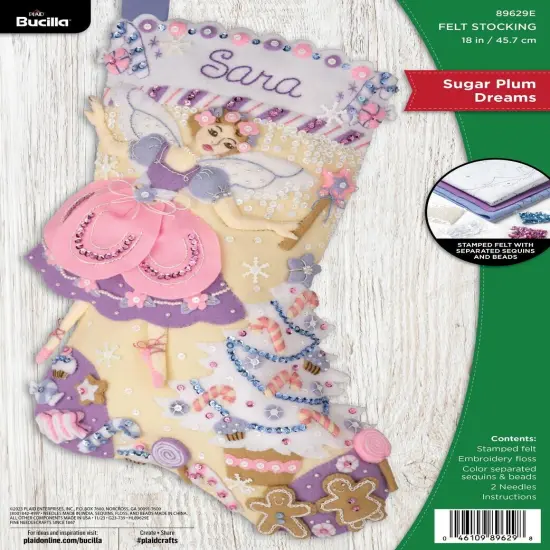 Bucilla Felt Stocking Applique Kit 18" Long-Sugar Plum Dreams {1}