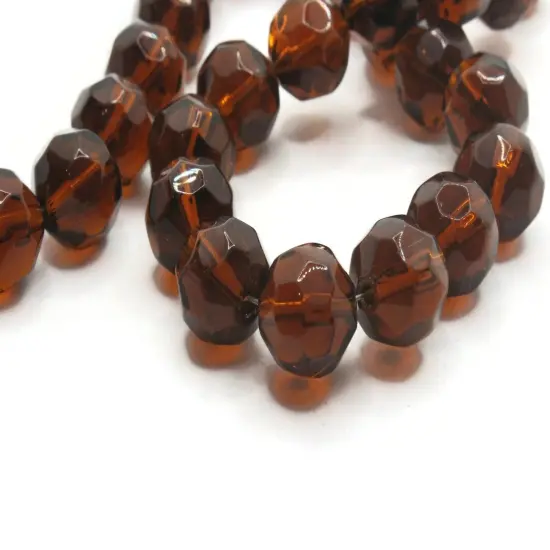 25 12mm Brown Faceted Round Glass Beads to String {4}