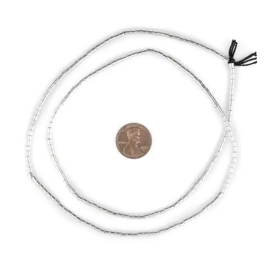 The Bead Chest Shiny Silver Tube Beads 3mm White Metal 24 Inch Strand {2}