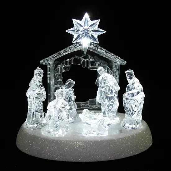 Northlight LED Lighted Christmas Nativity Scene - 7.5" - Pure White Clear {4}