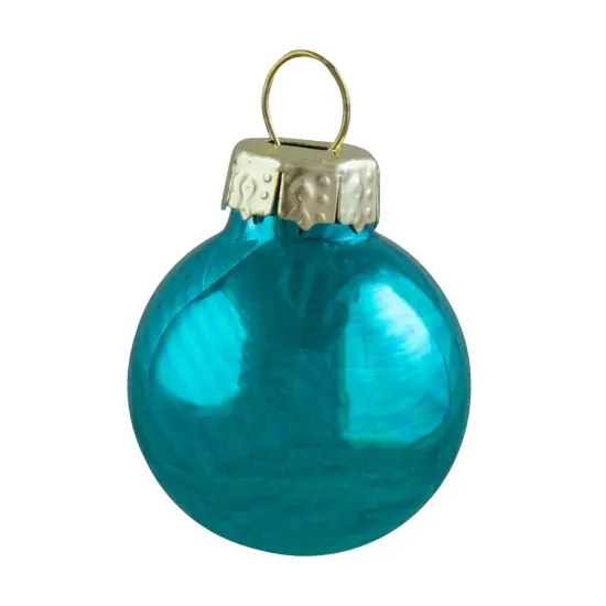 Northlight 24ct Shiny and Matte Teal Green Glass Ball Christmas Ornaments 1" (25mm) {4}