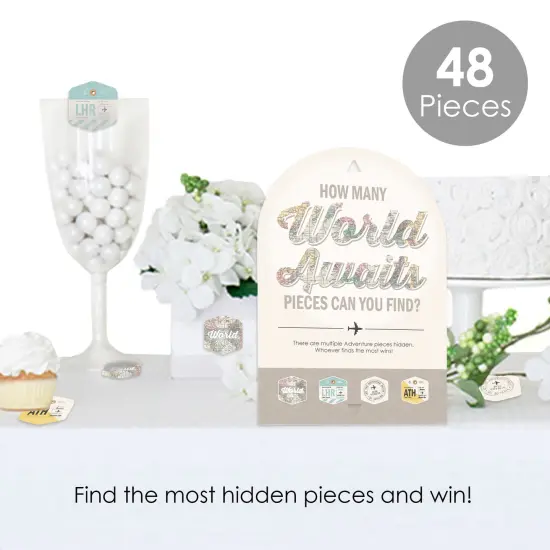 Big Dot of Happiness World Awaits - Travel Themed Party Scavenger Hunt - 1 Stand and 48 Game Pieces - Hide and Find Game {3}