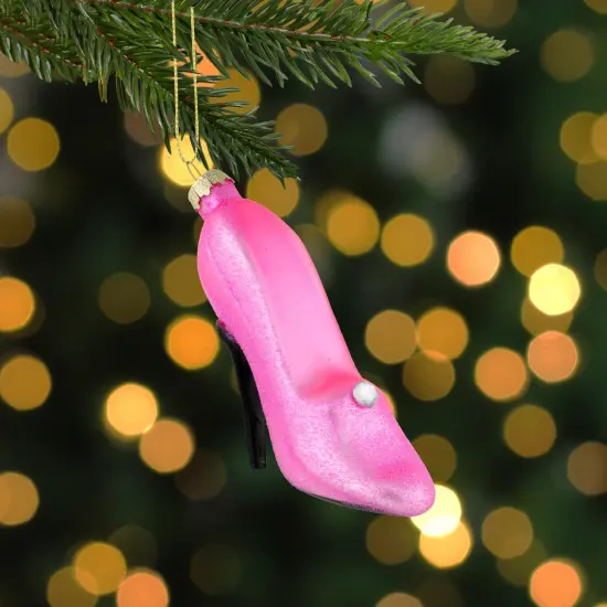 Northlight 4" Pink High Heel Glittered Glass Christmas Ornament {3}