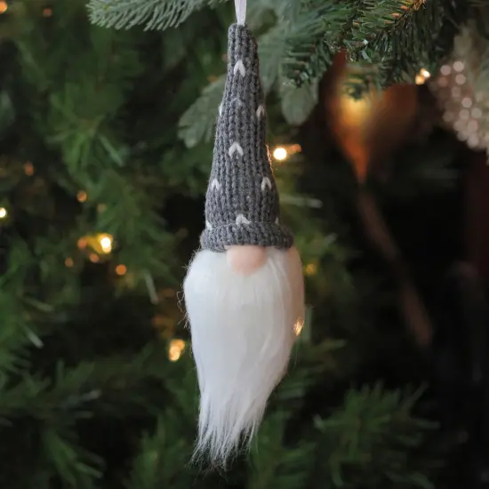 Northlight 8" Gray Hat Christmas Santa Gnome Head Ornament {3}