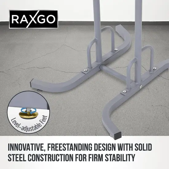 RaxGo Freestanding Bike Storage Rack, 2 Bicycle Indoor Bike Stand with Adjustable Hooks {3}