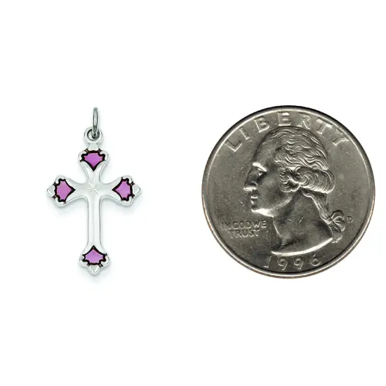 Sterling Silver Budded Cross Charm Jewerly 23mm x 15mm {2}