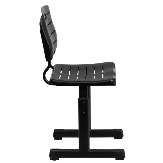 Emma and Oliver Adjustable Height Student Chair with Pedestal Frame Black {5}