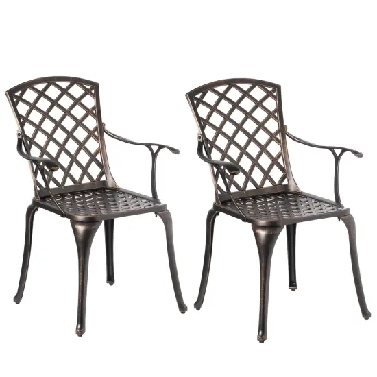 Indoor and Outdoor Bronze Dinning Set 2 Chairs with 1 Table Bistro Cast Aluminum. {1}