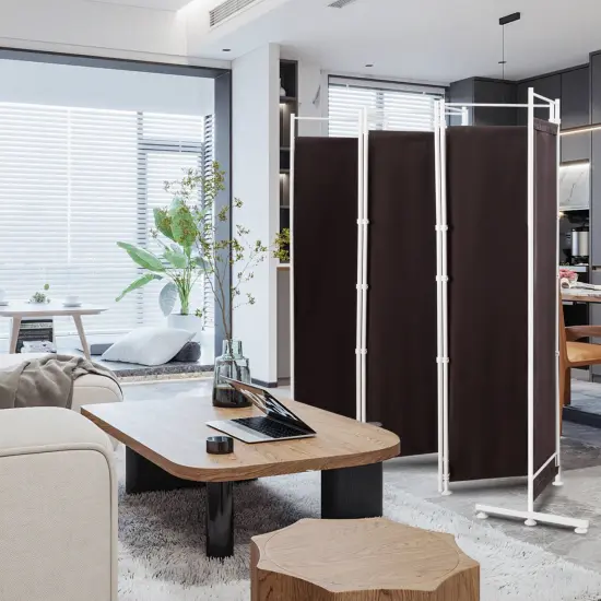 6-Panel Room Divider Folding Privacy Screen Brown {2}