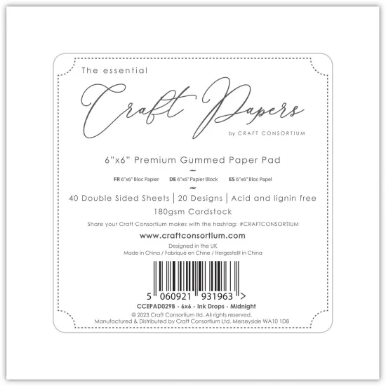 Craft Consortium Double-Sided Paper Pad 6"X6" 40/Pkg-Ink Drops - Midnight, 20 Designs {2}