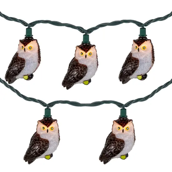 Northlight Owl Indoor Outdoor Patio Light Set - 6'- Green Wire - 10ct Brown {3}