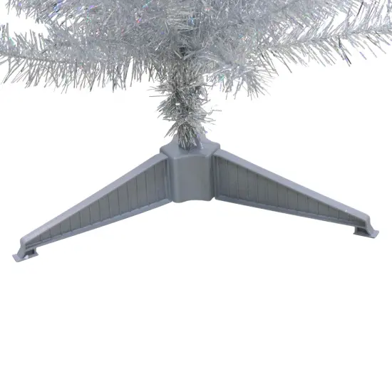 Northlight 4' Holographic Silver Tinsel Slim Artificial Christmas Tree - Unlit {6}