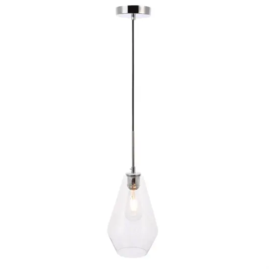 Gene 1 light Chrome and Clear glass pendant {4}