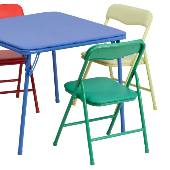 Emma and Oliver Kids 5 Piece Folding Table and Chair Set - Kids Activity Table Set {10}