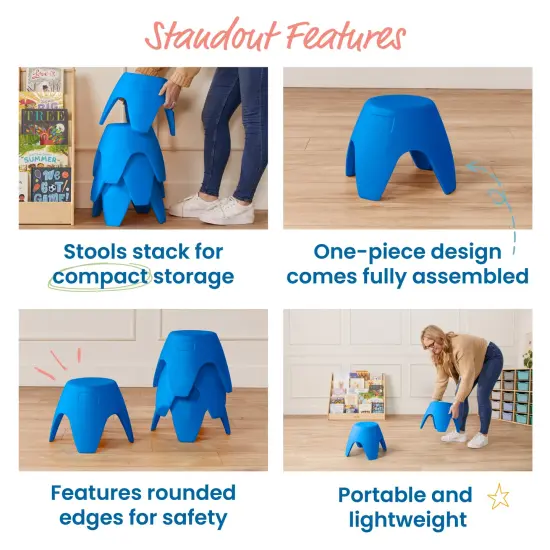 Ayana Stool Set, Flexible Seating, 4-Pack Blue {5}
