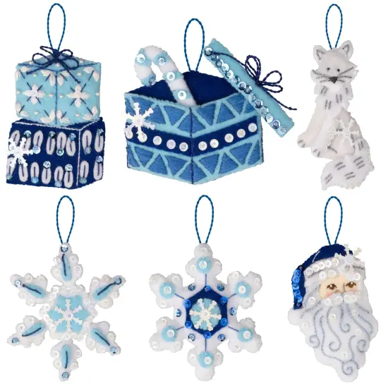 Bucilla Felt Ornaments Applique Kit Set Of 6-Arctic Santa & Friends {2}
