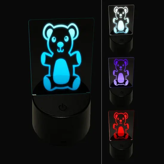 Cuddly Teddy Bear 3D Illusion LED Night Light Sign Nightstand Desk Lamp {1}