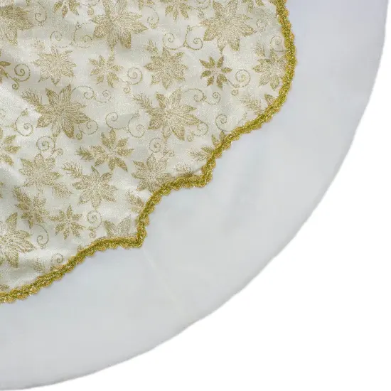 Northlight 48-Inch Gold Poinsettia Glitter Christmas Tree Skirt with a Velvet Border {3}