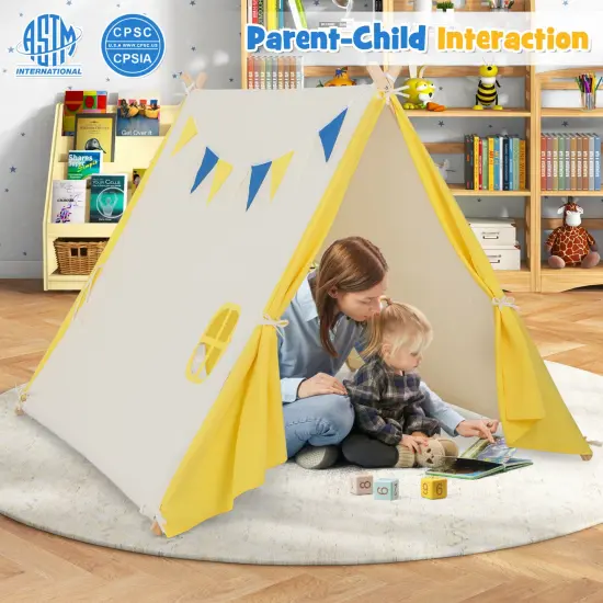 Kids Play Tent With Solid Wood Frame Holiday Birthday Gift & Toy For Boys & Girls {6}