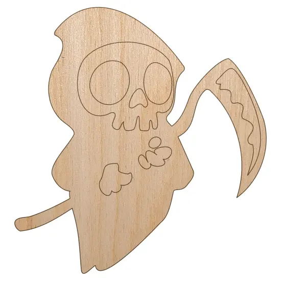 Cute Grim Reaper Death Halloween Unfinished Wood Shape Piece Cutout for DIY Craft Projects {2}
