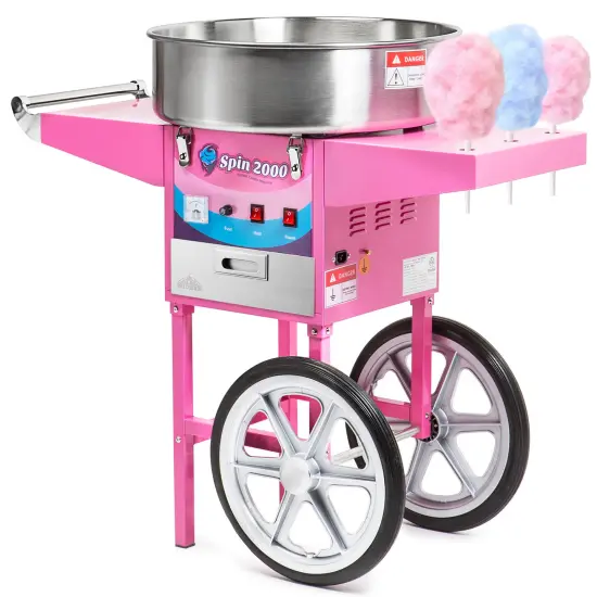 Olde Midway Cotton Candy Machine Cart, SPIN-2000 Electric Candy Floss Maker, Commercial-Grade {1}