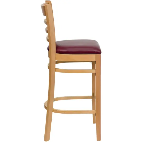 Emma and Oliver Ladder Back Wooden Restaurant Dining Barstool BurgundyVYL/Mahogany {9}