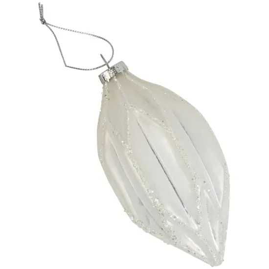 Northlight 4.5" White and Silver Glitter Finial Glass Christmas Ornament {6}