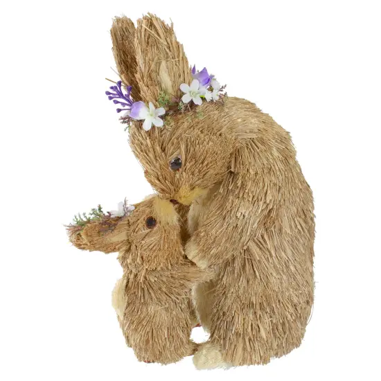Northlight 12" Brown Mommy and Baby Bunny Sisal Easter Figure {4}