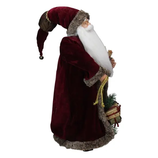 Northlight 24" Burgundy Santa Claus with Teddy Bear Christmas Figure Red {6}