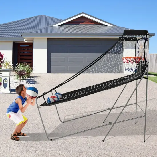 Costway Dual Shot Basketball Arcade Game with 8 Game Modes Electronic Scoring Blue/Green/Red/White {12}