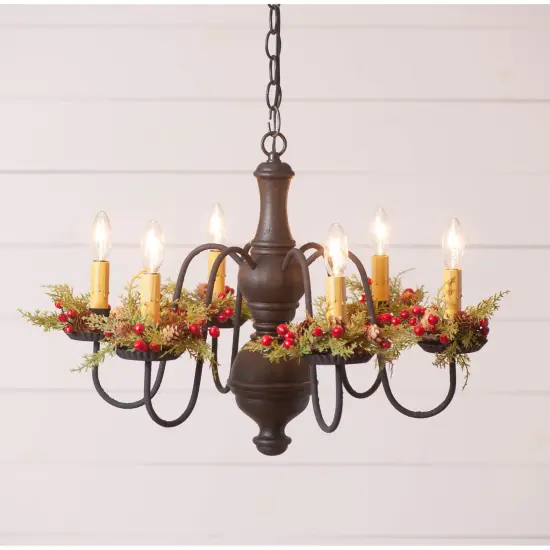 Irvin's Country Tinware Medium Chesterfield Chandelier in Americana Black {4}