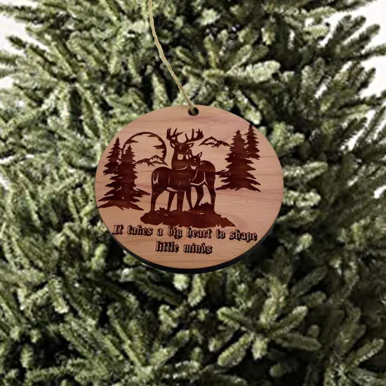 Deer Mountain It takes a big heart - Cedar Ornament {3}