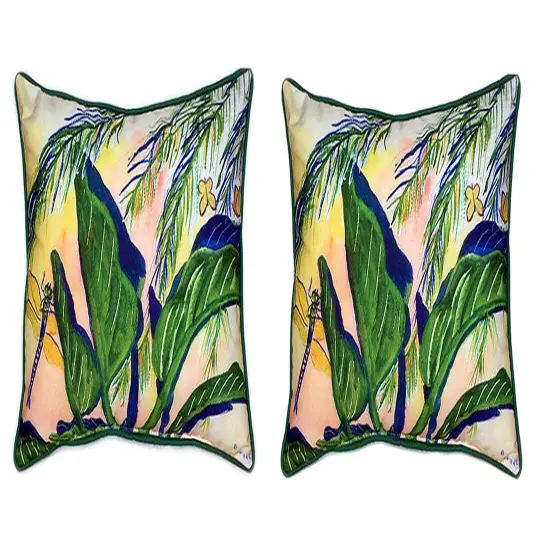 Pair of Betsy Drake Elephant Ears Large Indoor/Outdoor Pillows 16x20 {1}