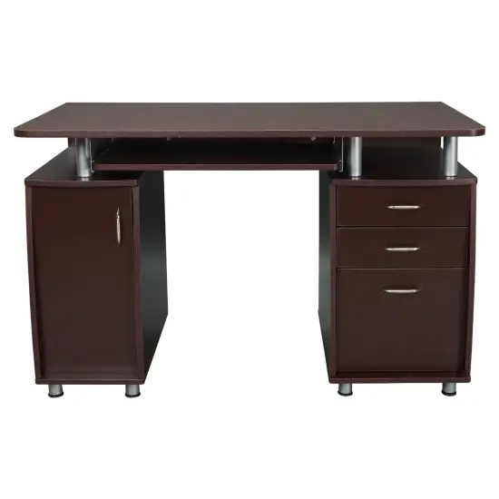 Techni Office Solutions 48" Brown Chocolate Unique Techni Mobili Complete Workstation Computer Desk with Storage {3}