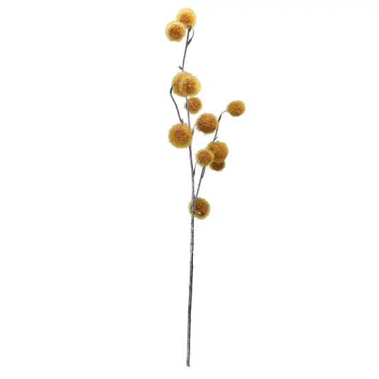 Napco 31&rdquo; Mustard Yellow Pom Pom Artificial Christmas Spray Gold {3}